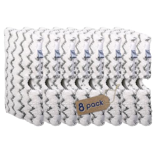 Image of F Flammi 8-Pack Replacement Pads Compatible with Shark Steam Pocket Mop S3501 S3601 S3901 S3550 S3801 SE450, Double-Sided Microfiber Refills for Hardwood Tile Floor, Professional Scrubbing Strips