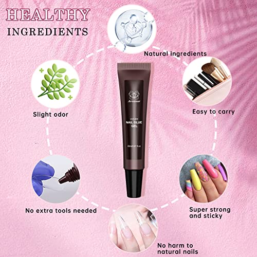 Arousar Nail Tips, 500 Pcs Clear Acrylic Nail Extension Set In 10 Sizes, Half Matte Medium Round Full Cover Press On False Nail Tips With 20Ml Glue Gel For Diy Nail Art (Round Gel Tips-01) #TOP5