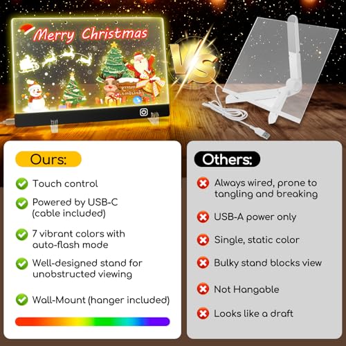 Led Zeichenbrett, 30x20cm Leuchtendes Zeichenbrett für Kinder mit 12 Farben Stift, Acryl Notiztafel Led Maltafel Kinder Drawing Board, Abwischbar, Notizblock, Schreibtafel, Memo