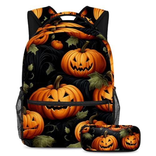 Ensemble cartable citrouille d'Halloween et trousse scolaire pour fille et garçon multicolore