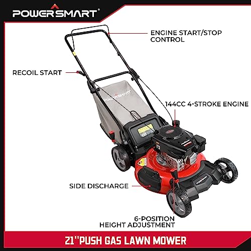 Powersmart Gas Lawn Mower 21-Inch 144Cc 3-In-1, Walk-Behind Push Lawnmower (Db2321Pr) #TOP2