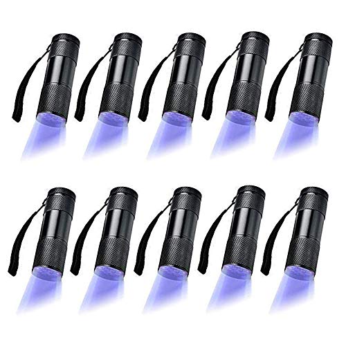 Optimal Shop 10 Pack UV Ultra Violet Blacklight 9 LED Flashlight Torch Light