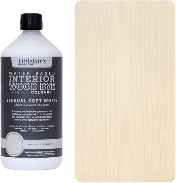 Littlefair's | Water Based Wood Dye | Indoor | Pastel Range | Environmentally Friendly | Indoor Timber Including Doors and Skirting Boards | 1ltr, Sensual Soft White