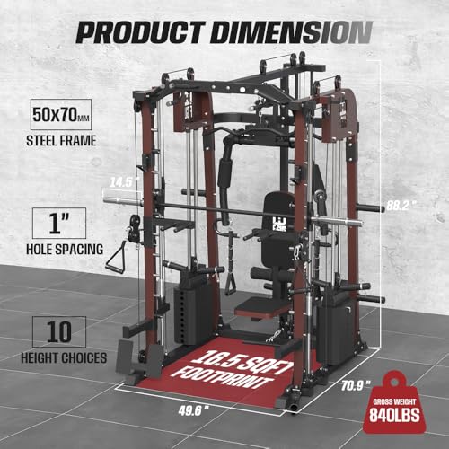 Commercial-SmithMachine-with-Smith-Bar-Home-Gym-Station-with-Dual-Weight-Stacks-4000LBS-Power-Cage-Squat-Rack-with-Lever-Arm-Leg-Press-LAT-Pull-Down-Cable-Crossover-Machine-for-Full-Body-Training Commercial SmithMachine with Smith Bar Home Gym Station with Dual Weight Stacks 4000LBS Power Cage Squat Rack with Lever Arm Leg Press LAT Pull Down Cable Crossover Machine for Full Body Training