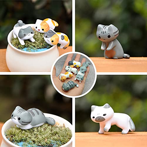 Mini Cute Tuxedo Small Cat Figures Decor, Miniature Fairy Garden Cat Succulent, 12 Pcs Lovely Cat Figurines For Cat Lovers, Tiny Terrarium Animal Statues Ornaments For Home Decoration Micro Landscape #TOP4
