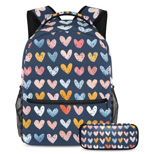 Cartable Little Heart de voyage et ecole avec sa trousse assortie