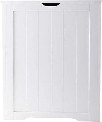 Laundry Hamper Cabinet Storage Unit Clothes Multi-purpose Toy Box Cloth Lining Blanket Chest Trunk MDF Wooden Chest With Lid Basket Freestanding Bathroom Home Bin WHITE