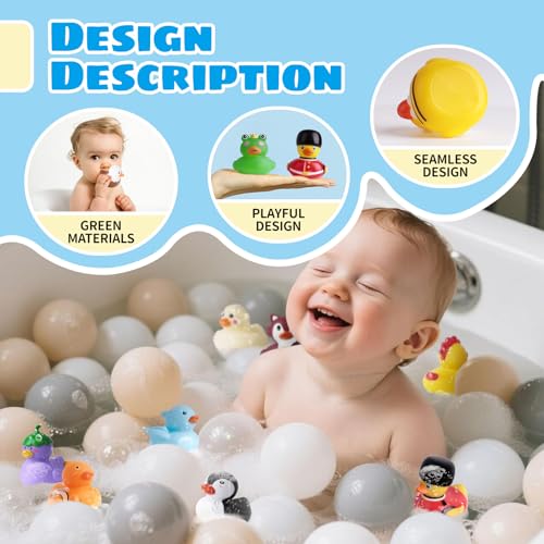 24 Rubber Ducks, Toddler Bath Toys, No-Hole Bathtub Toys for Baby Pool Toys for 18+ Months Girls Boys by Grarain - Image 3