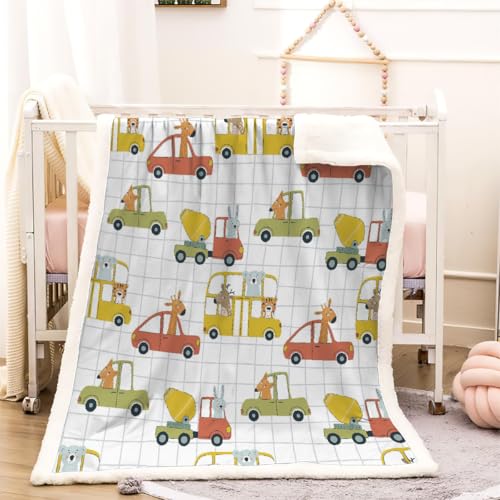 RFFLUX 3D Fahrzeug Kuscheldecke 130x150cm Warmer Winter Weich Cartoon Auto Sherpa Decke Microfaser Fleecedecke Wohndecke Flauschige Couchdecke Sofaüberwurf Blanket Tagesdecke（Stil 145-13）