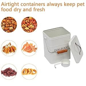 Geyecete Dog Treats tin and dog Food Storage Tin with Lid & with Spoon for dog Food Storage, Medium Pet Food Storage Can-Dog Food Geyecete Dog Treats tin and dog Food Storage Tin with Lid & with Spoon for dog Food Storage, Medium Pet Food Storage Can-Dog Food