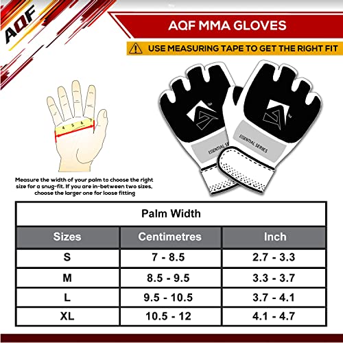 AQF MMA Handschuhe- Open PalmTrainingshandschuh Herren Damen- Muay Thai Boxhandschuhe, MMA Gloves für Boxsack Training, Kampfsport, Kickboxen, Sparring, Grappling Sandsackhandschuhe (Schwarz, S)