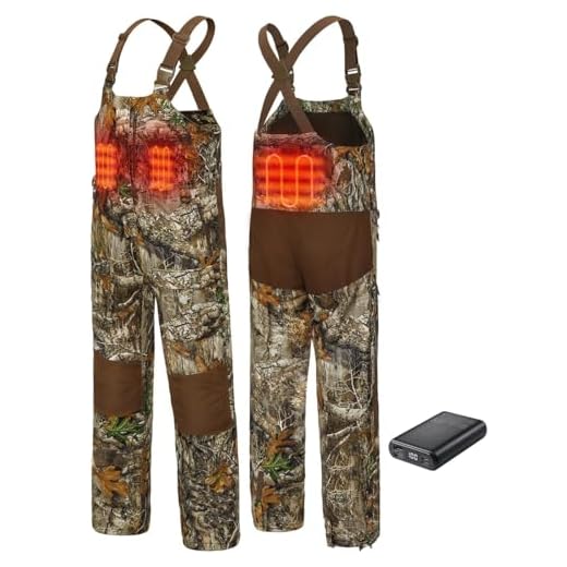 TIDEWE Hunting Bibs Heated with Battery, Insulated Fishing Bibs (Camo Size M)