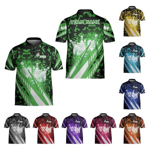 Custom Bowling Jerseys for Men Women Personalized Team Name 3D Quarter Zip Apparel Customized Bowling Jersey Shirts Unisex (Polyester, BO_PL136)