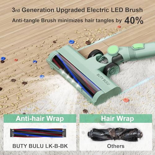 Image of BUTY BULU Cordless Vacuum Cleaner, Handheld Stick2200mAh Rechargeable Battery 30KPa Lightweight Small Vac Electirc Broom, 40Mins Runtime for Home Hard Floor Carpet Pet Hair Cleaning, LED Screen