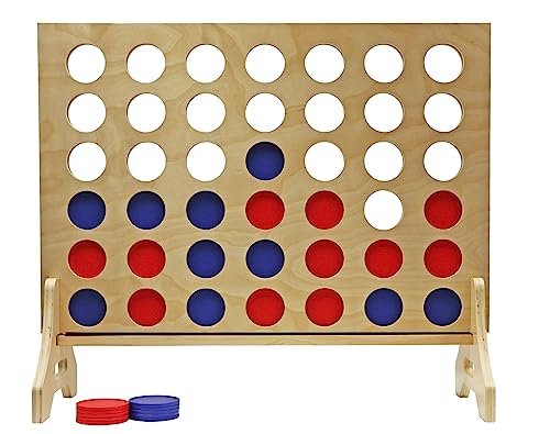 Tailgating Pros Premium Giant Four in a Row with Carrying Case - Jumbo Oversized Outdoor Yard Game - Connect Multiple Pucks in a Row to Win - Many Puck Colors Available!