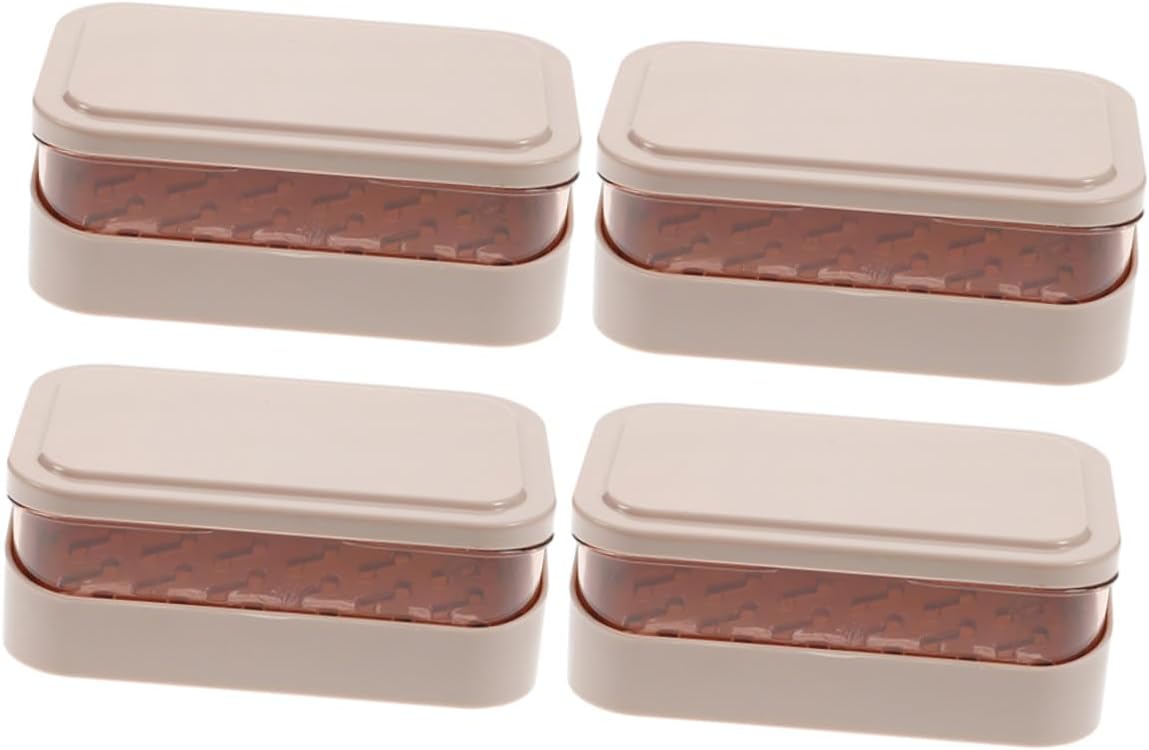 4pcs Double Layer Draining Soap Dish with Lid Waterproof Bar Soap Holder Bathroom Shower Wall Mountable Portable Pink