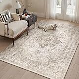 PureCozy Vintage Tappeto Salotto 120x170cm Grande Beige Antiscivolo Lavabili in Lavatrice ...