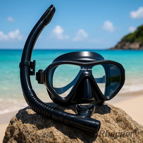 Kit Profissional de Mergulho com Máscara e Snorkel Dry Top – Lentes em Vidro Temperado, Vedação Anat