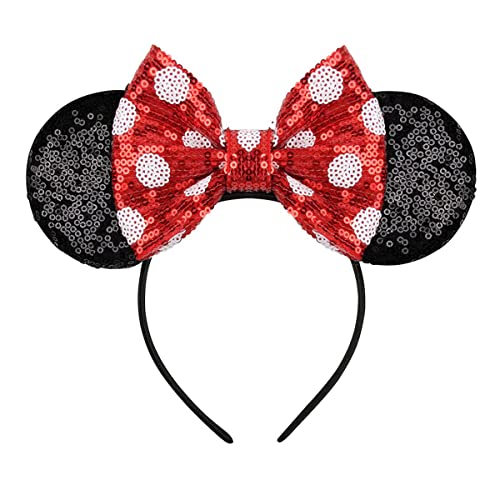 Image of FANYITY Mouse Ears, Sequin Sparkle Cosplay Mouse Ears Headband for Boys Girls Women halloween&Disney Trip (TXXRD-W)