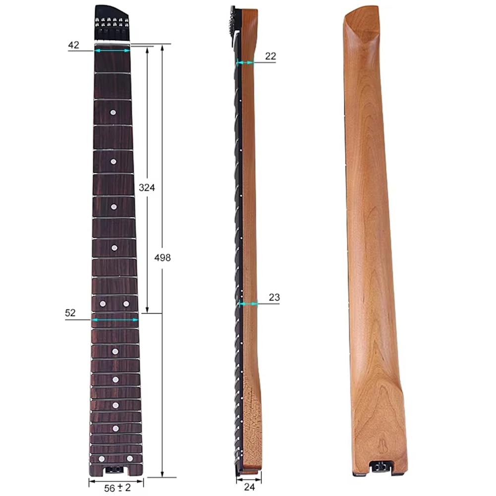 Chitarra da Viaggio Elettrica Manico Headless Acero Canadese Tostato 24 Larghezza 5.6cm Tastiera In Palissandro per 6 Corde