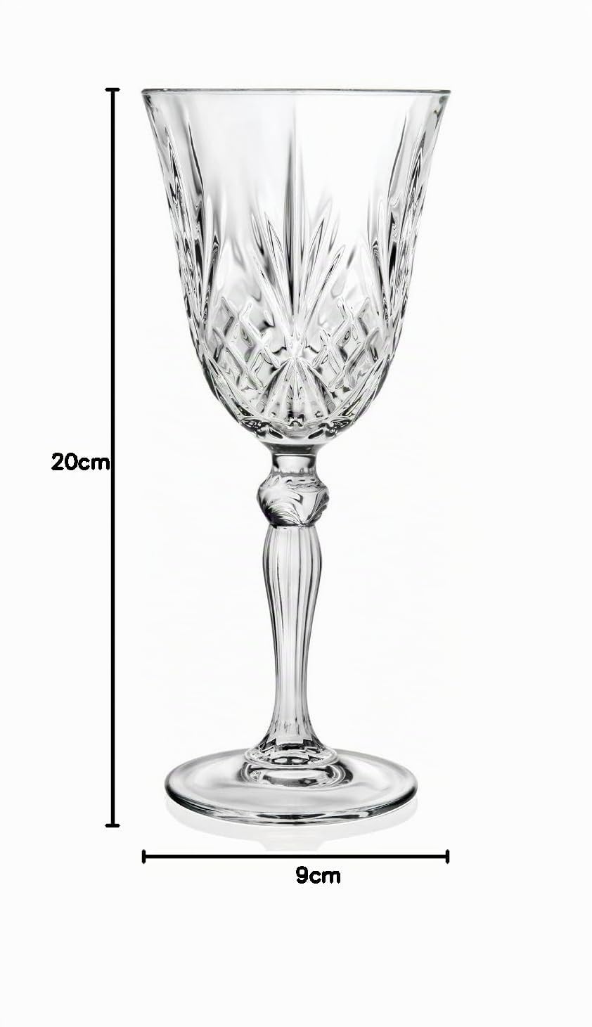 RCR Cristalleria Italiana S.p.a. Linea Melodia | Calici da Acqua Vino Rosso e Bianco in Vetro Bicchieri Moderni Set 6 Biccheri di Cristallo da 27 Cl
