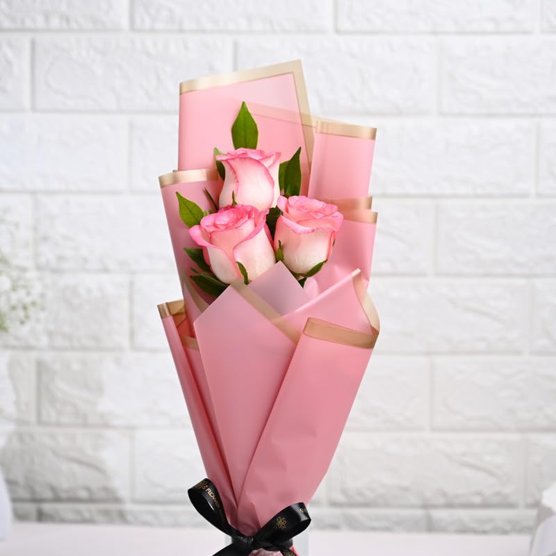 FlowerAura Love Combo Bouquet of 3 Pink Roses & 5 Chocolates For Birthday & Anniversary Gift, Valentine Day Gift, Mother's Day Gift & Gift for Boyfriend, Girlfriend, Husband & Wife (Same Day Delivery) 5 51THJsBfYmL
