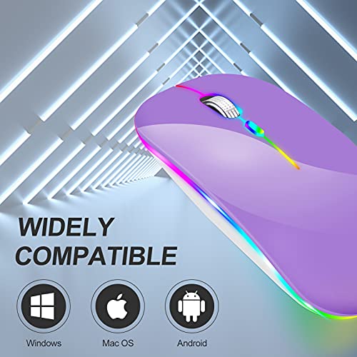 Image of KLO Rechargeable Bluetooth 5.2 /3.0 /Type-C /USB-2.4G Mouse for MacBook /MacBook air /Pro /iPad, Wireless Mouse for Laptop /Notebook /pc /iPad /Chromebook (2 /Purple)