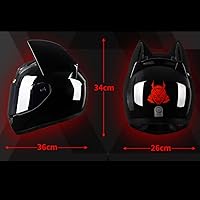 Vista 6 de Casco de motocicleta con orejas de gato, para hombres y mujeres, casco de rostro completo lindo y genial con certificación DOT/FMVSS-218, adecuado