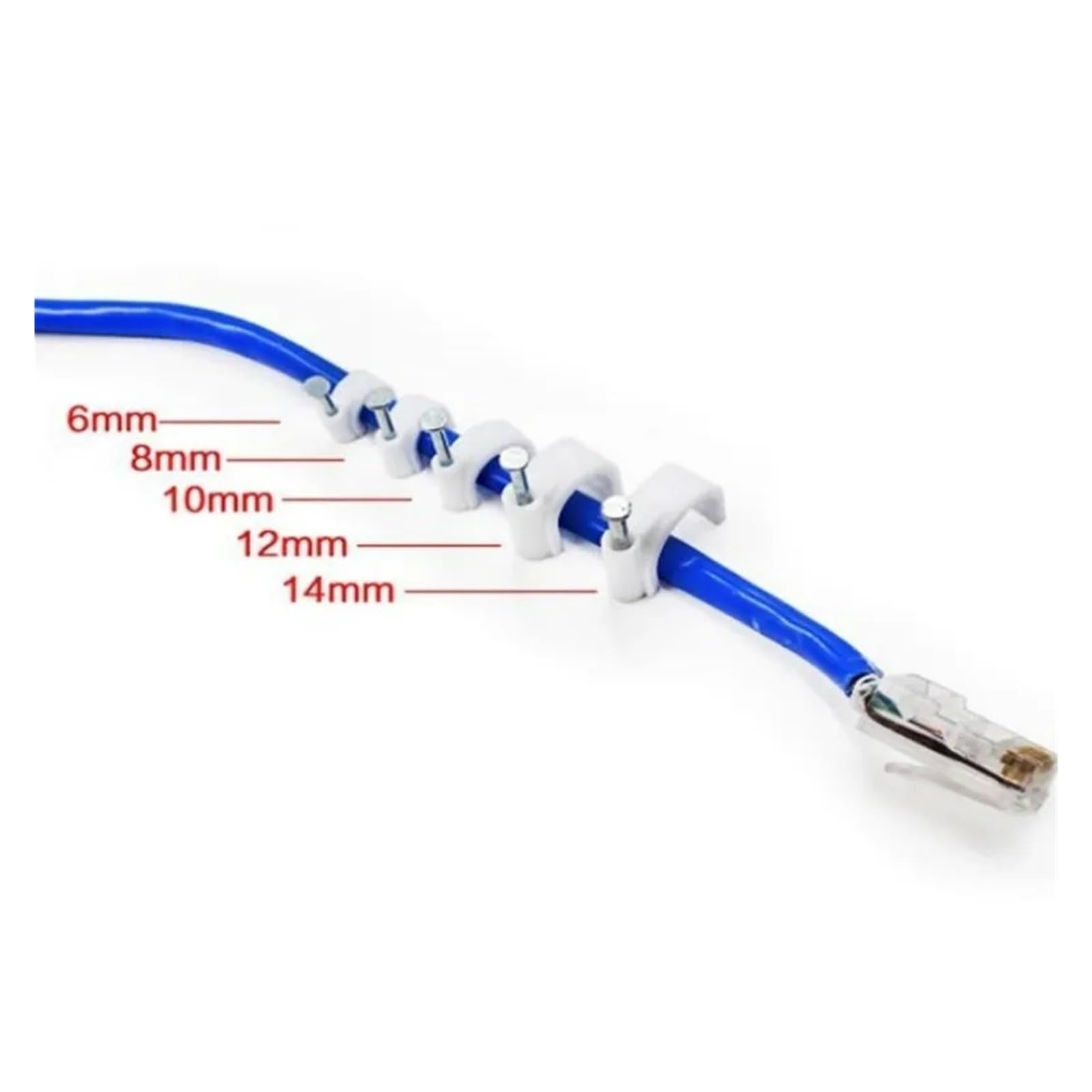 Clips de câble à clouer, 100 pièces, serre-câbles ronds 6/8/12/14/16/18/20mm, organisateur câbles, support d'attache(14mm 100PCS)