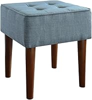 Vista 9 de Elle Decor Aria - Taburete otomano tapizado para alimentos con estilo clásico con botones, asiento adicional para el hogar moderno, tamaño compacto