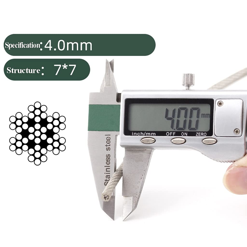 Drahtseil，Drahtseil Bilder Aufhängedraht ， 4mm Drahtseil, rostfreier Stahlkordelspiegel(5m)