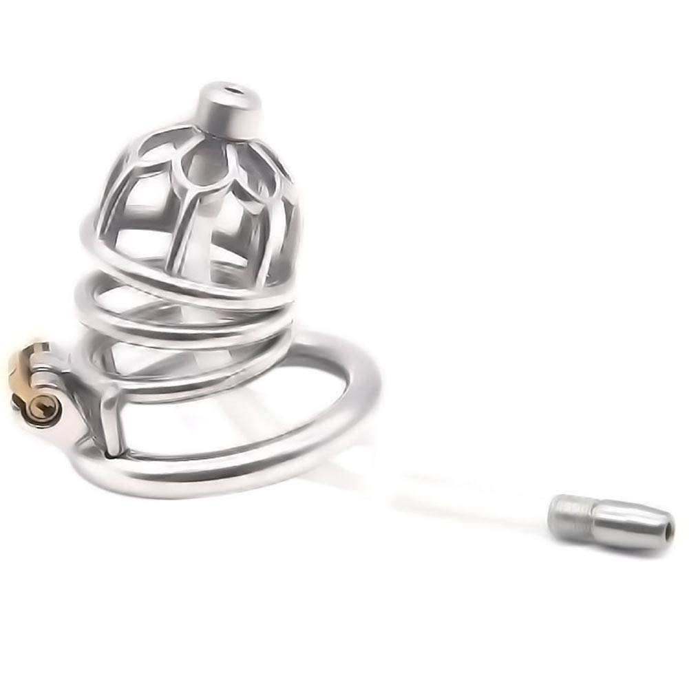 Cage de chasteté urètre pour hommes, de verrouillage de chasteté avec cage à pénis urétral en silicone(3 Größenringe)