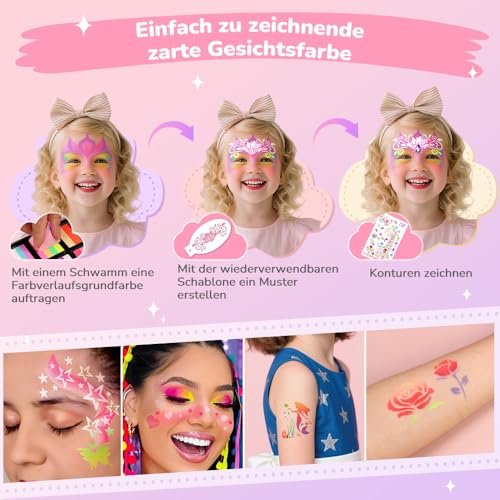 Janolia Gesichtsfarbe Kinderschminke Set, Macaron Bodypainting Farben für Theaterschminke Regenbogenschminke Faschingsschminke, Wasserbasis Face Paint, Ideal Kinderschminken Set für Halloween Karneval