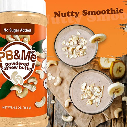 Pb&Me Powdered Cashew Butter - Sugar-Free Cashew Powder, Cashew Nut Butter For Spreads, Smoothies, Protein Shakes, And Food Recipes, Low-Fat, Gluten-Free, Non-Gmo Butter, 6.5Oz, 1-Pack #TOP3