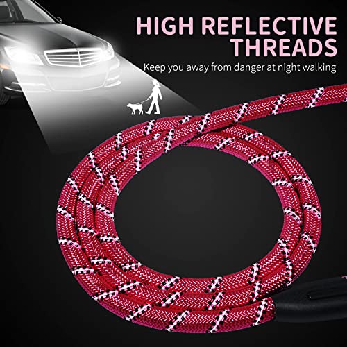 Image of Long Dog Leash for Training 50Ft-Reflective Nylon Rope with Swivel Hook-Recall Agility Lead for Large Small Medium Dogs Outside Walking Hiking-Pink