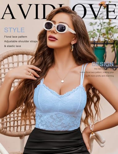 Image of Avidlove Lace Bralette for Women V Neck Camisole Lingerie Spaghetti Strap Tube Slim Tank Top