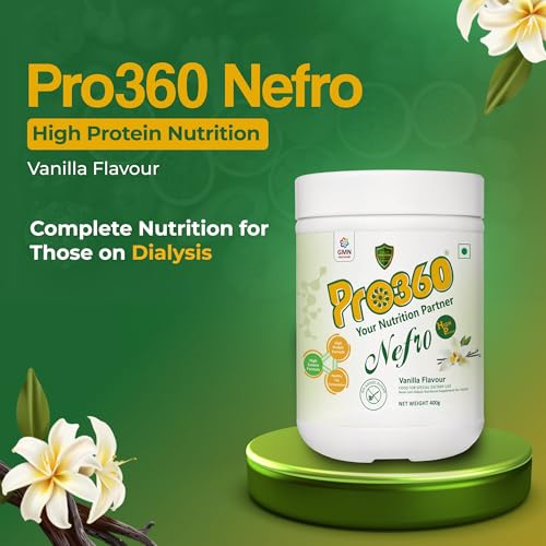 Image of Pro360 Nefro HP Powder - Vanilla Flavour, 400g - High Protein Dialysis Care Nutritional Supplement for Renal Support - Protein Powder with L-Taurine, L-Carnitine & Essential Nutrients (Pack of 2)