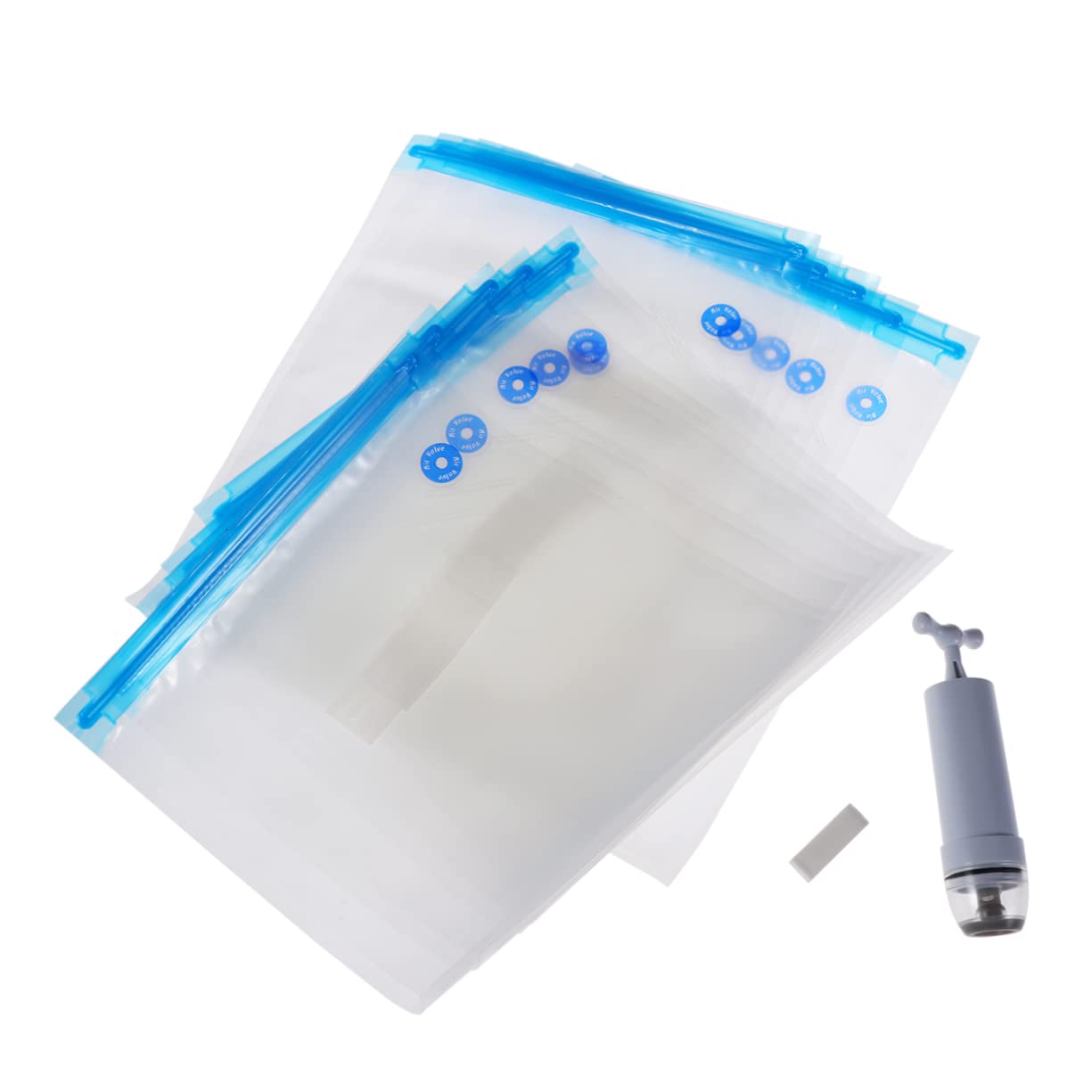 SOLUSTRE Space Saver Vacuum Compression Bags Set Food Fresh Keeping Bags with Pump for Camping Fishing and Picnics Airtight Storage