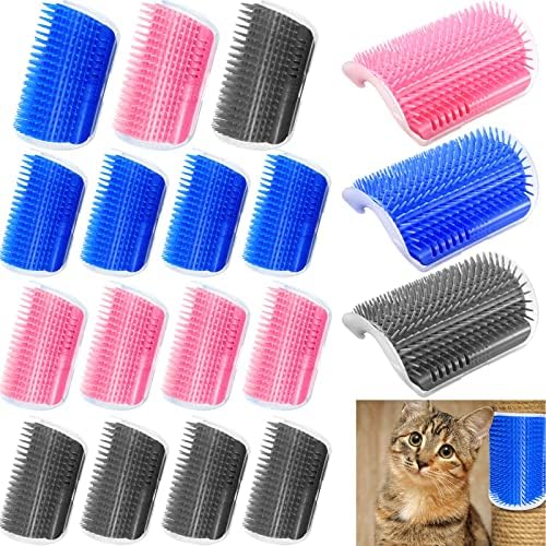 Lallisa 18 Pcs Corner Brush for Cats Deshedding Brush for Cats Cat Self Groomer with