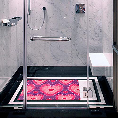 Tapis de bain antidérapant en cœur rose avec ventouses - 7