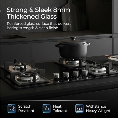 Image of Lifelong 3 Burner Hob | 8mm Thick Toughened Glass | Highly Efficient Auto Ignition Tabletop Gas Stove & Wok Burner | 360 Multidirectional Gas Inlet | Spill-Proof & Easy Clean Surface (Black)