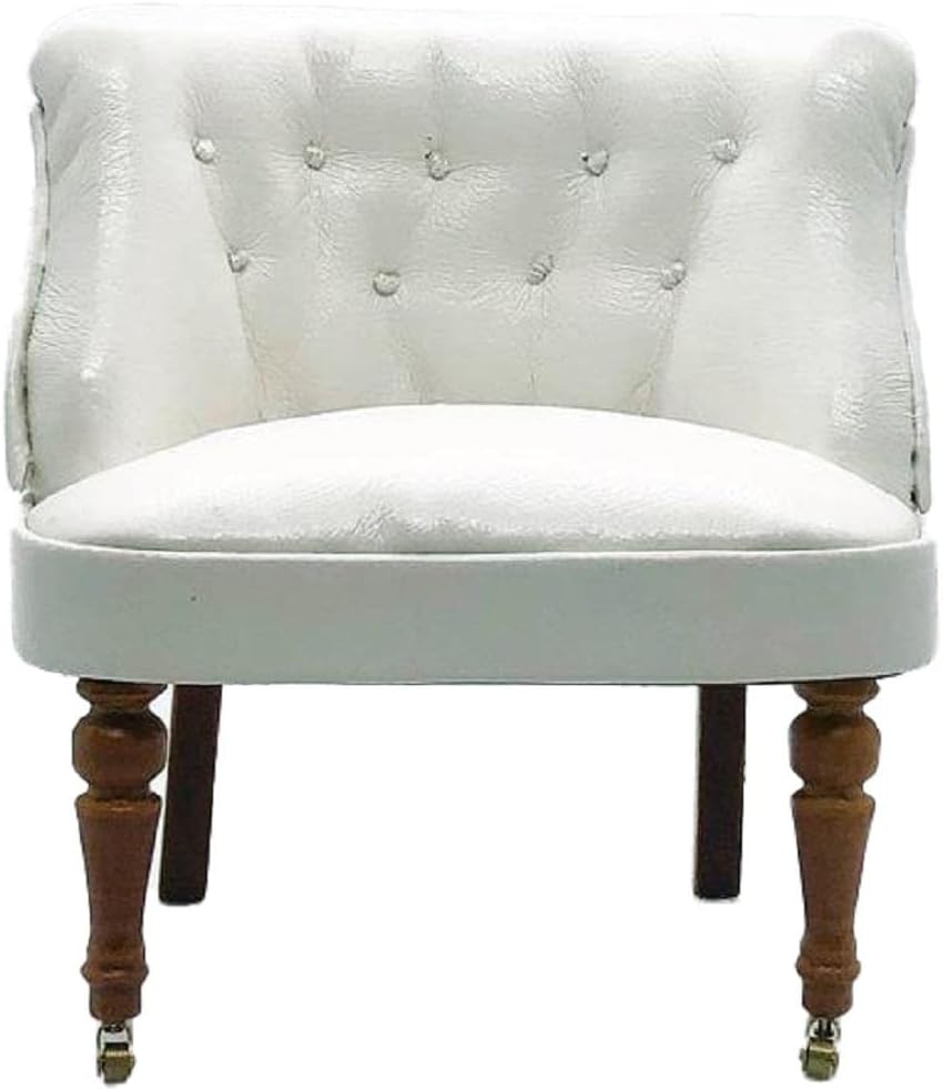 Melody Jane Dolls Houses Dollhouse Cream Leather Bijoux Chair Miniature Walnut Living Room Furniture