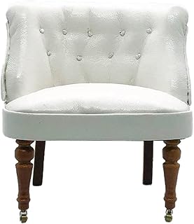 Melody Jane Dollhouse Cream Leather Bijoux Chair Miniature Walnut Living Room Furniture