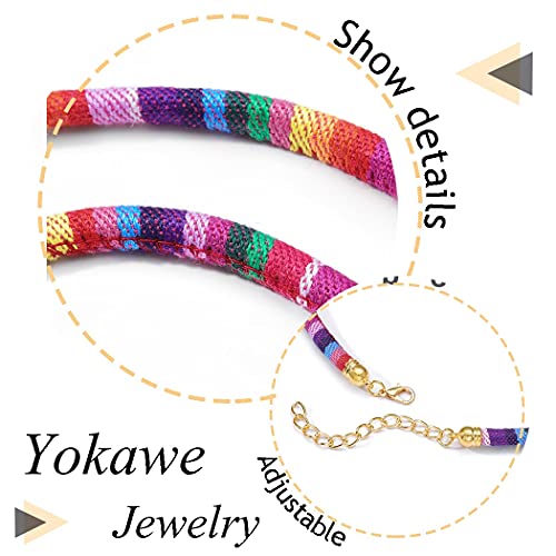 Yokawe Ethnic Chunky Choker Necklace Bib Colorful Torque Collar Necklaces African Tribal Statement Necklace Earring Jewelry Set For Women And Girls (Red) #TOP2