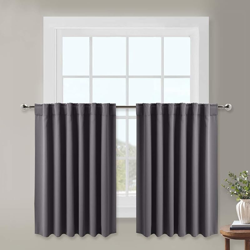NICETOWN Cortinas Blackout Cinza para Quarto e Sala, 73,7 x 76,2 cm, 2 Painéis