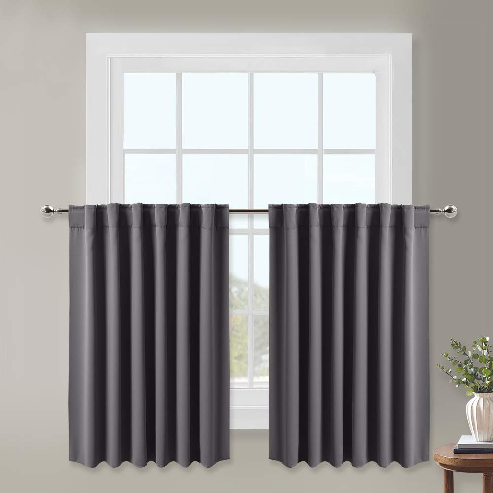 NICETOWN Blackout Curtain Panels for Living Room - (Grey Color) 29x30 inch, 2 Panels Set, Room Darkening Blackout Drapes for Window