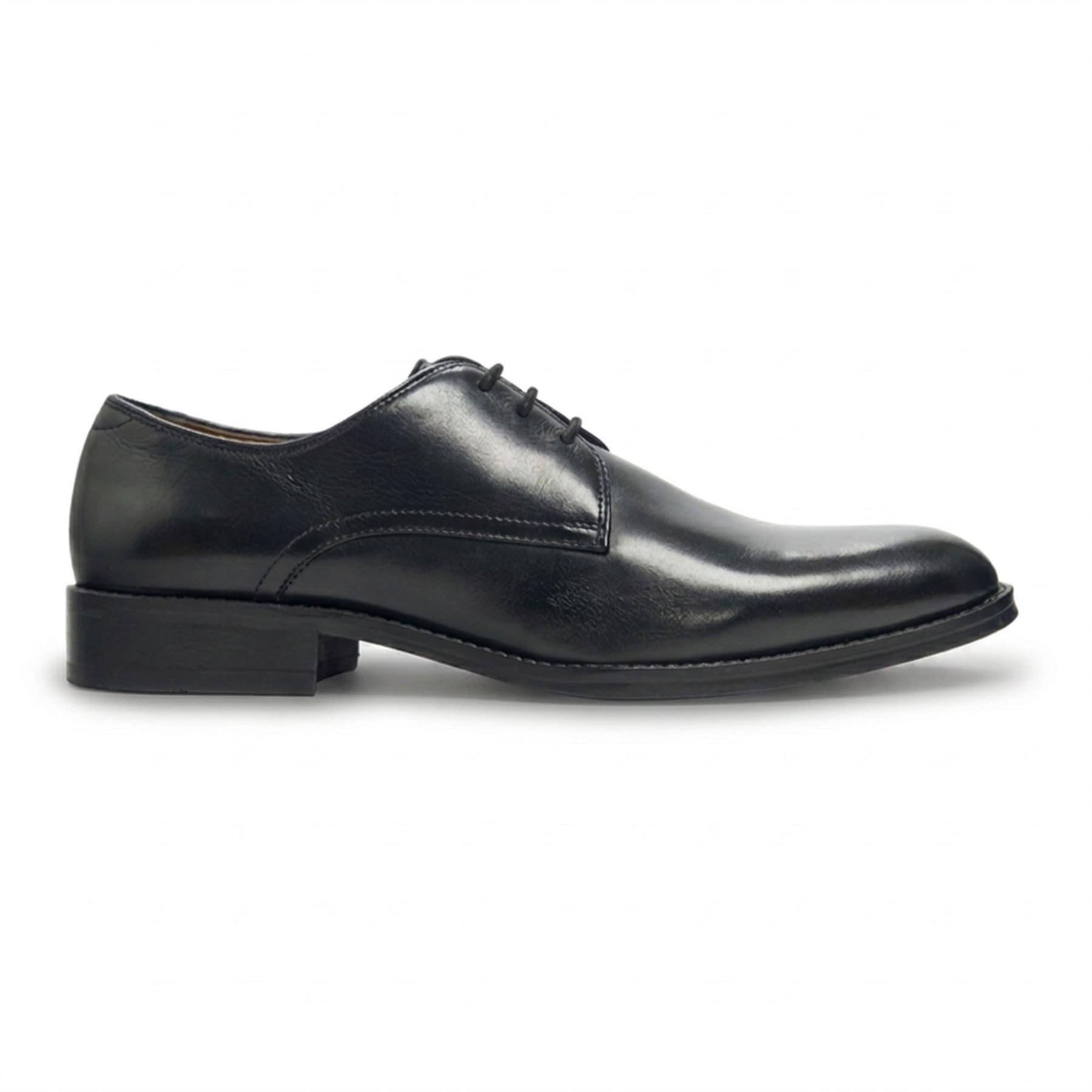 Scarpe Derby stringate classiche da uomo in pelle nera brunita
