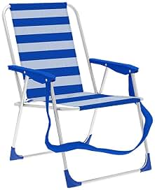 Marbueno Silla Plegable Rayas Azul Blanco 53 x 78 x 56 cm