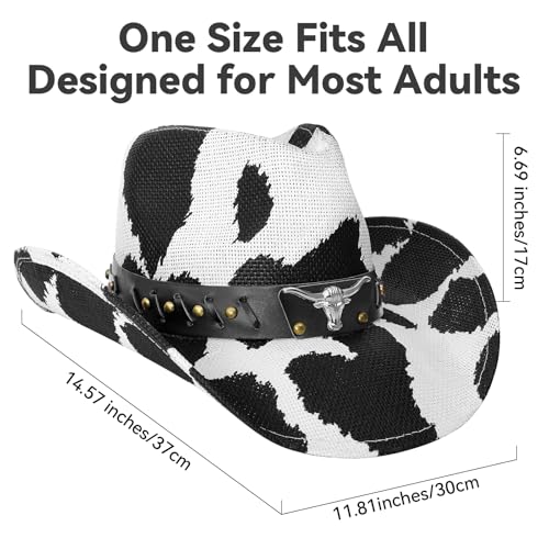 Image of WQWOVRVO Cowboy Hat,Cowgirl Hat,Western Cowboy Hats for Women /Mens /Straw Wide with Shapeable Brim Cowboy Hat for Womens