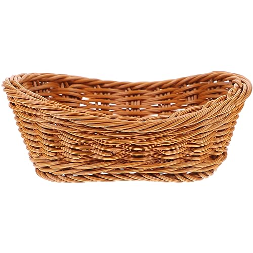 Alipis Oval Rattan Basket - Small Wicker Serving Container for Bread, Fruits, and Veggies - Handcrafted Rustic Storage Solution in Light Brown